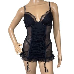 Victoria's Secret Black Sheer Lace Lingerie Set Size 34B/Small